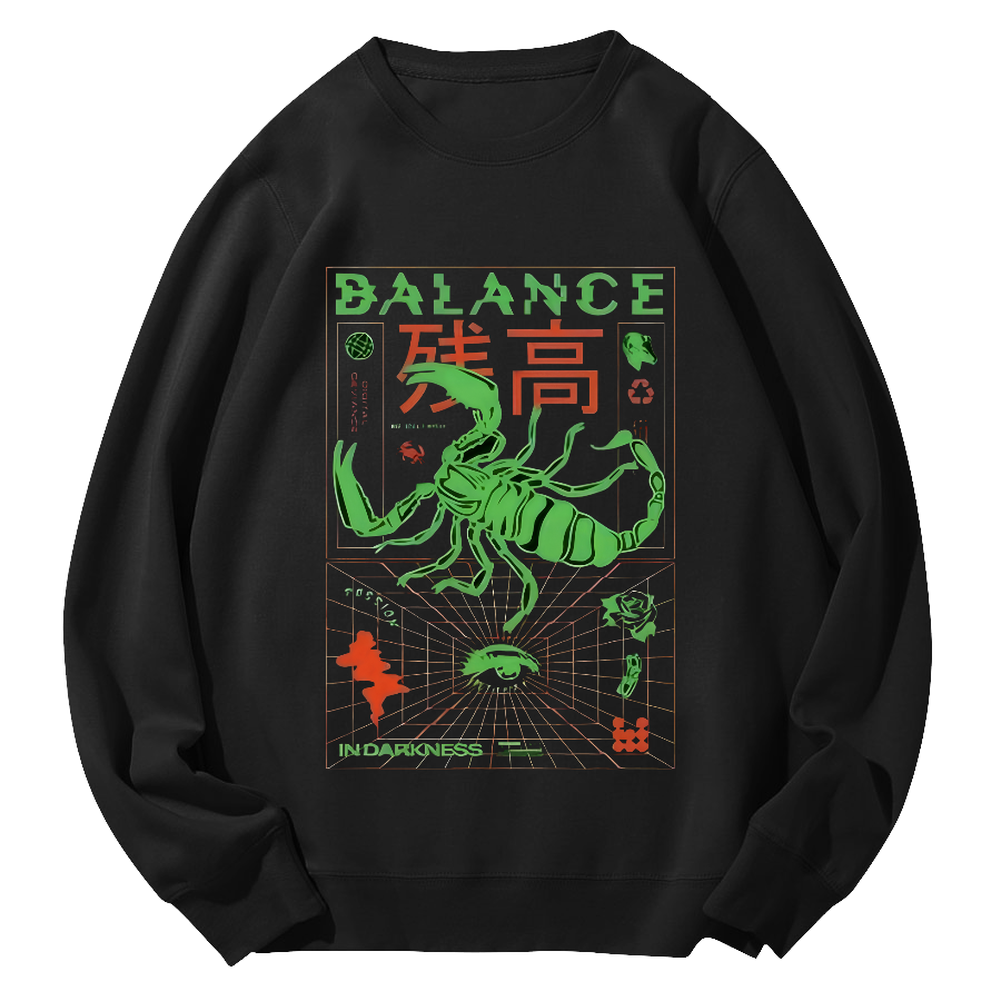Japanese Style Disability Round Neck Sweatshirt-Zazasy