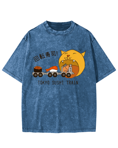 Tokyo Sushi Vintage Washed T-shirt-Zazasy