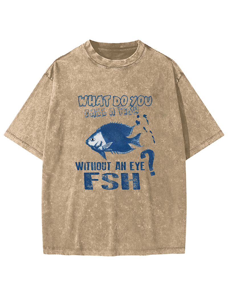 Retro Slogan Fish Pattern Vintage Distressed T-shirt-Zazasy