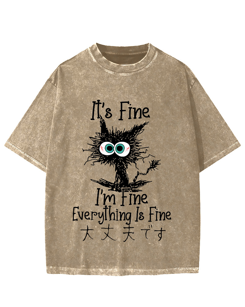 It's Fine Cat Vintage Washed T-shirt