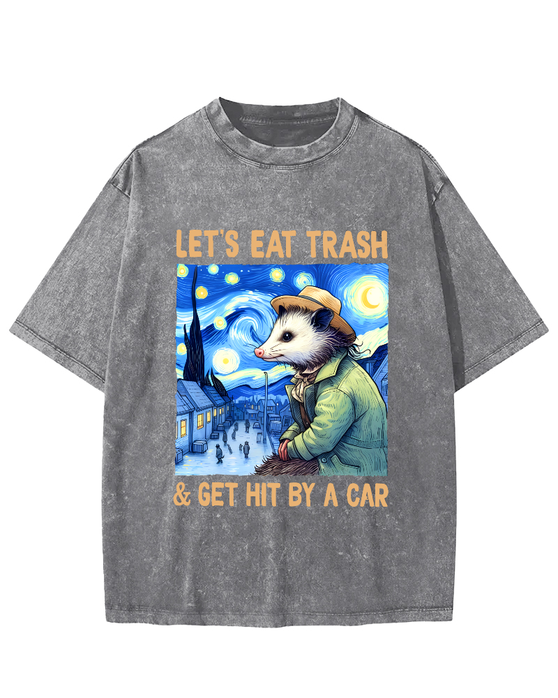 Lets Eat Trash Vintage Distressed T-shirt-Zazasy