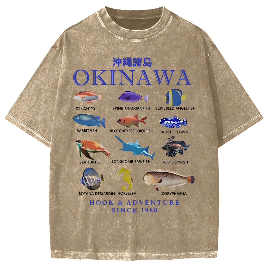 Okinawa Islands Fish Vintage Washed T-shirt