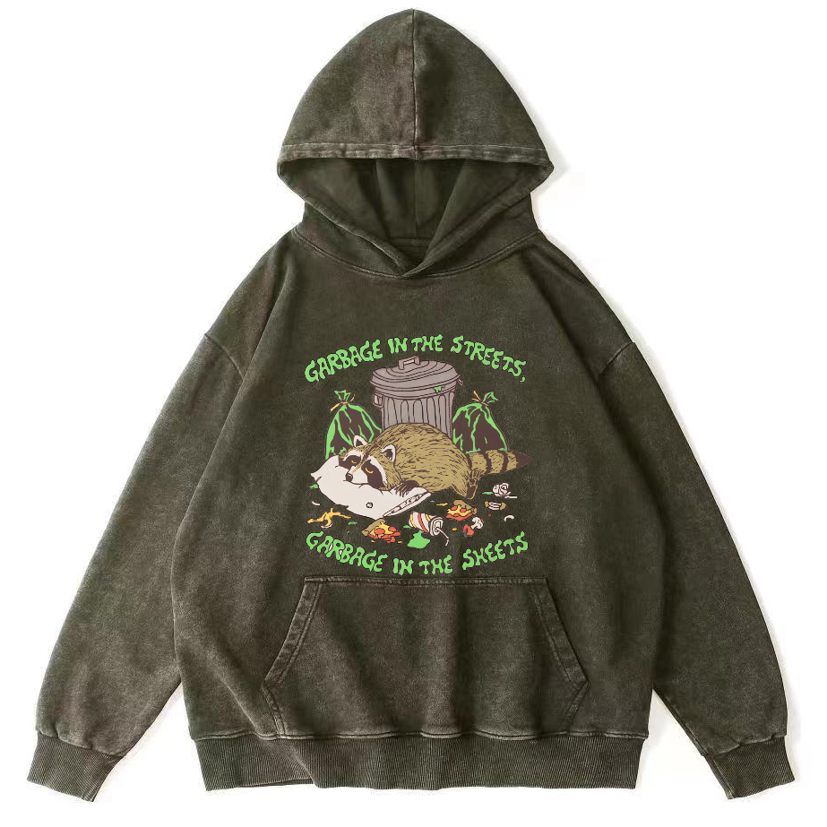 Eating And Sleeping Rccoons Vintage Distressed Hoodie-Zazasy