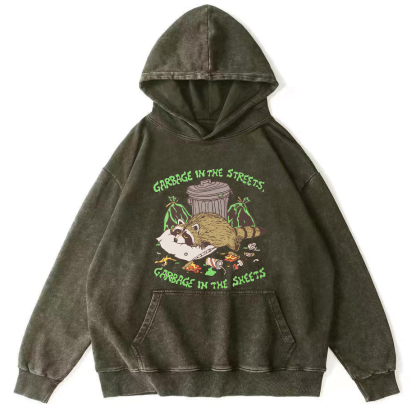 Eating And Sleeping Rccoons Vintage Distressed Hoodie-Zazasy