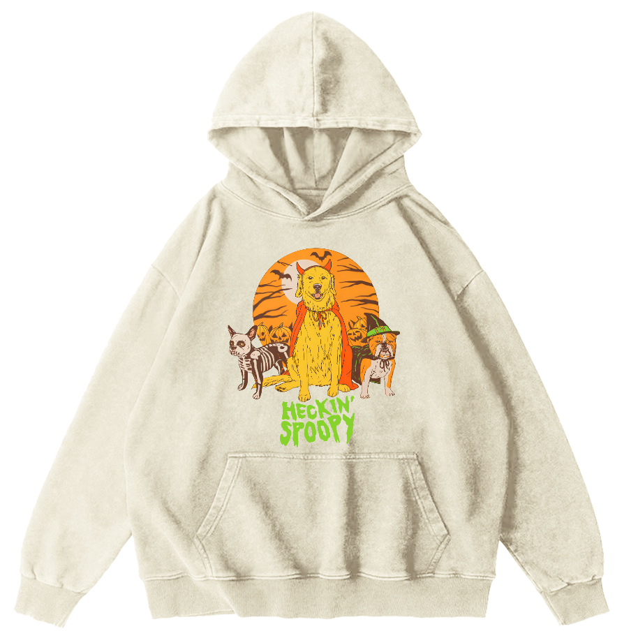 Cute Dog Halloween Vintage Distressed Hoodie-Zazasy