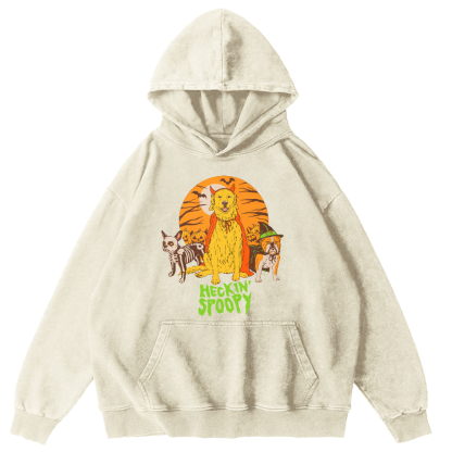 Cute Dog Halloween Vintage Distressed Hoodie-Zazasy