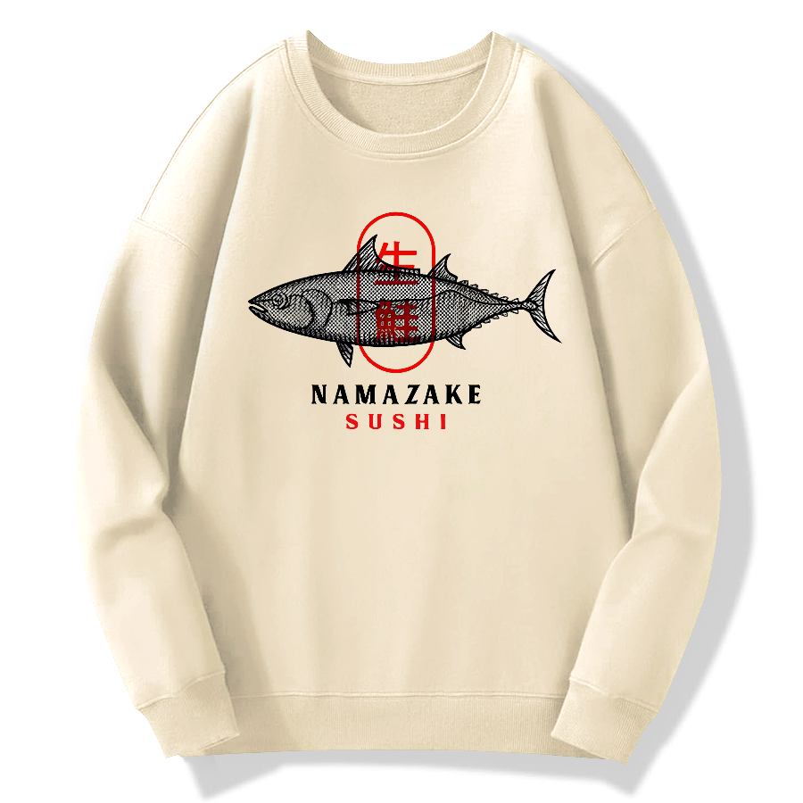 Japanese Raw Salmon And Seafood Cotton Pullover Sweatshirt