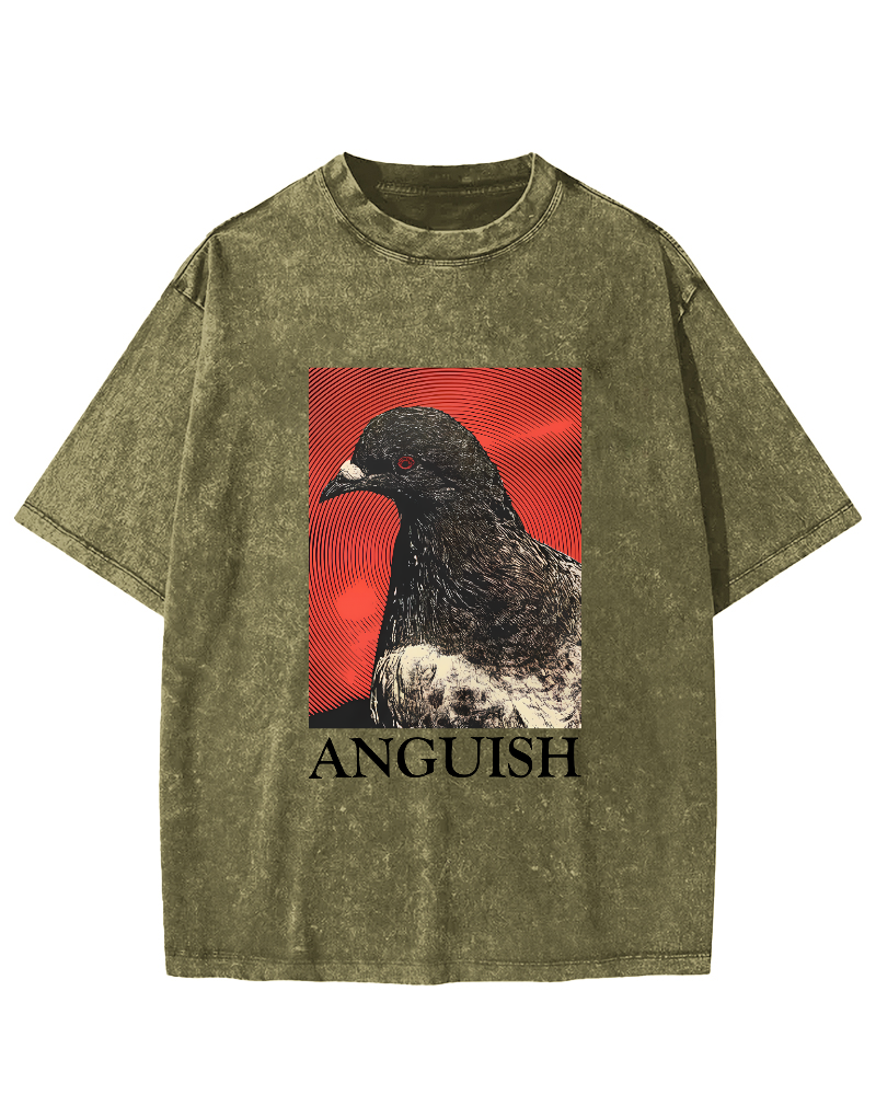 Retro Pigeon Pattern Vintage Distressed T-shirt-Zazasy