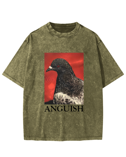 Retro Pigeon Pattern Vintage Distressed T-shirt-Zazasy