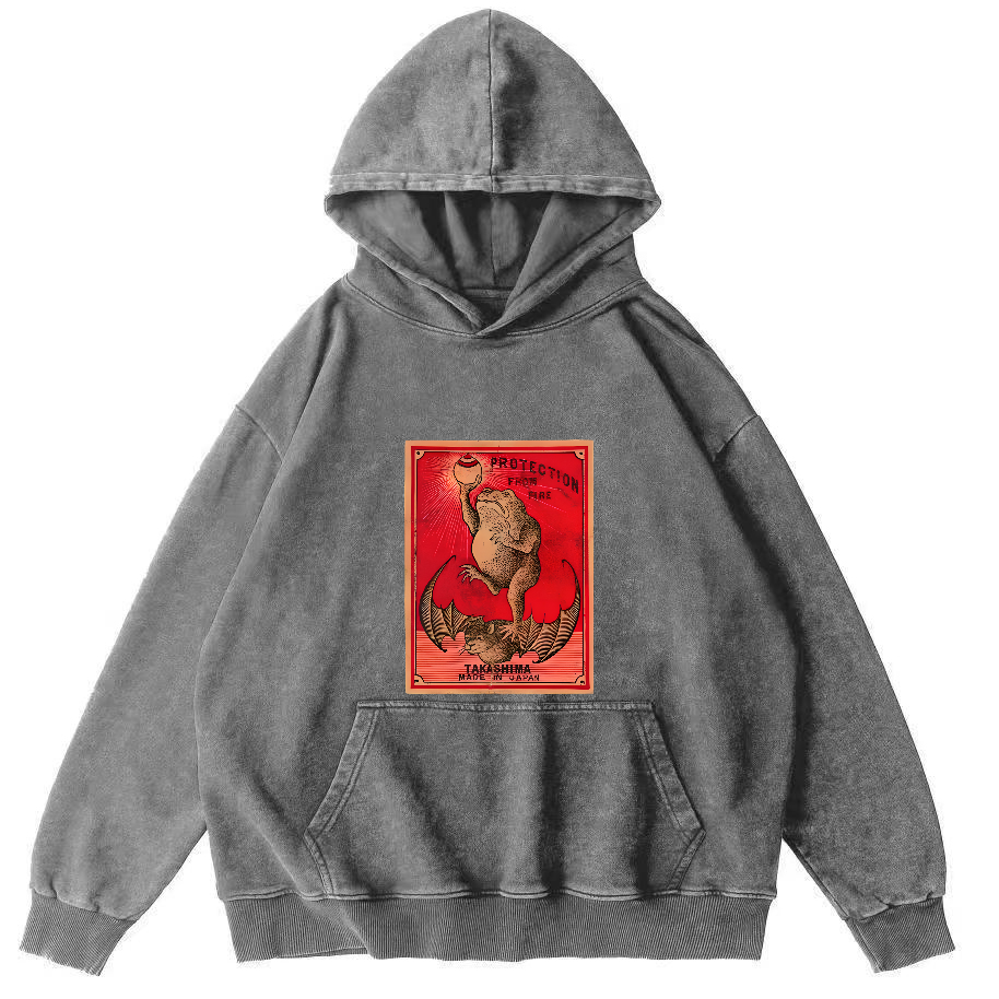 Japanese Matches Frog & Bat Vintage Distressed Hoodie-Zazasy