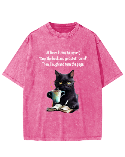 At Times I Think To Myself Drop The Book And Get Stuff Done Vintage Distressed T-shirt-Zazasy