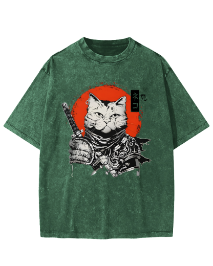 Cat Hero Japanese Style Vintage Distressed T-shirt-Zazasy