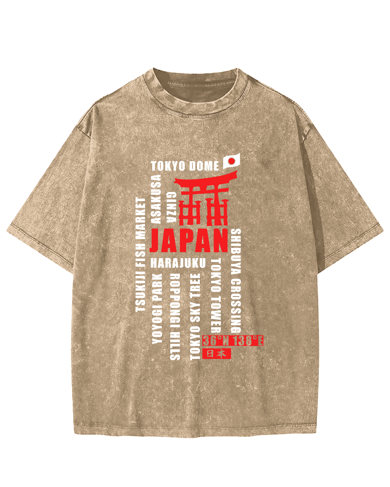 Tokyo, Japan Vintage Washed T-shirt-Zazasy