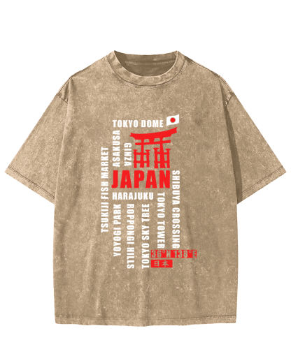 Tokyo, Japan Vintage Washed T-shirt-Zazasy