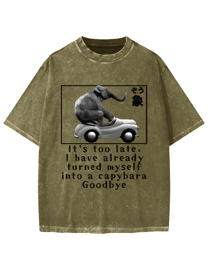 Funny elephant driving a car Vintage Washed T-shirt