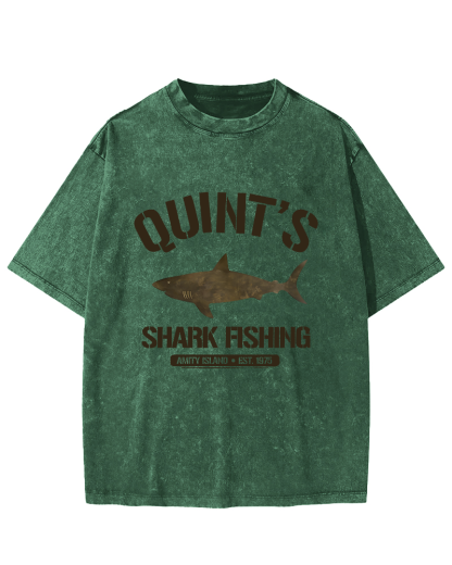 Quint's Shark Fishing Jaws Retro Vintage Distressed T-shirt-Zazasy