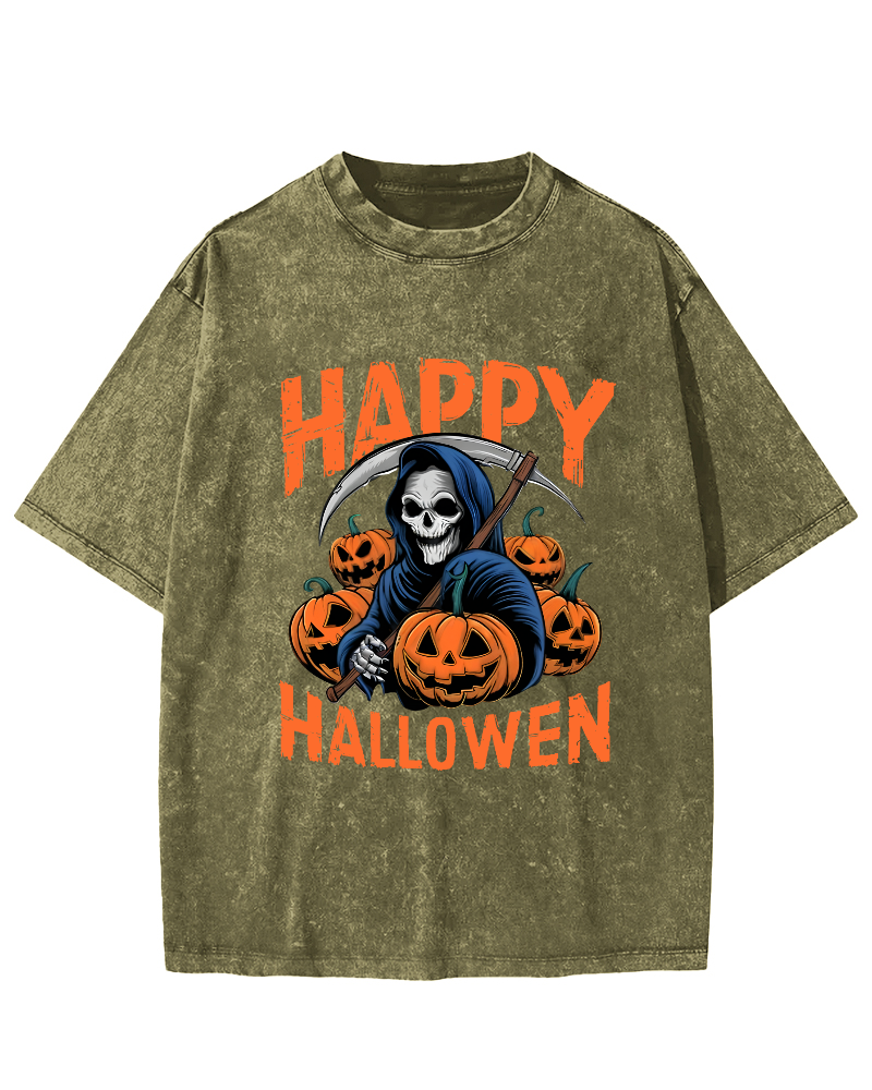Halloween Pumpkin Lamp  Vintage Distressed T-shirt-Zazasy