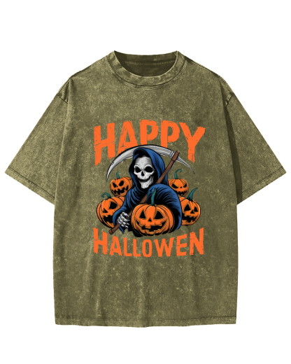 Halloween Pumpkin Lamp  Vintage Distressed T-shirt-Zazasy