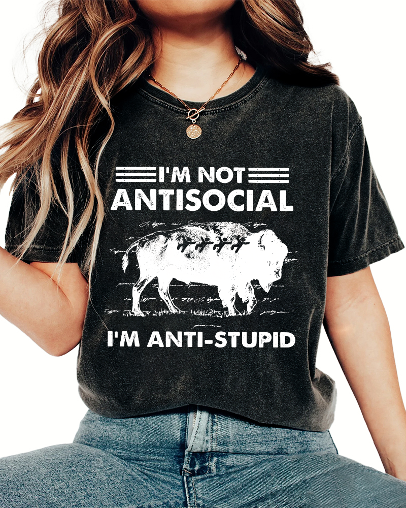 Funny Bison Vintage Distressed T-shirt-Zazasy