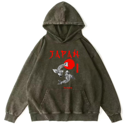 Japanese Koi Fish Vintage Distressed Hoodie-Zazasy