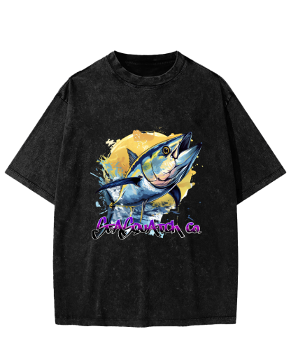 Japanese Tuna Pattern Vintage Distressed T-shirt-Zazasy