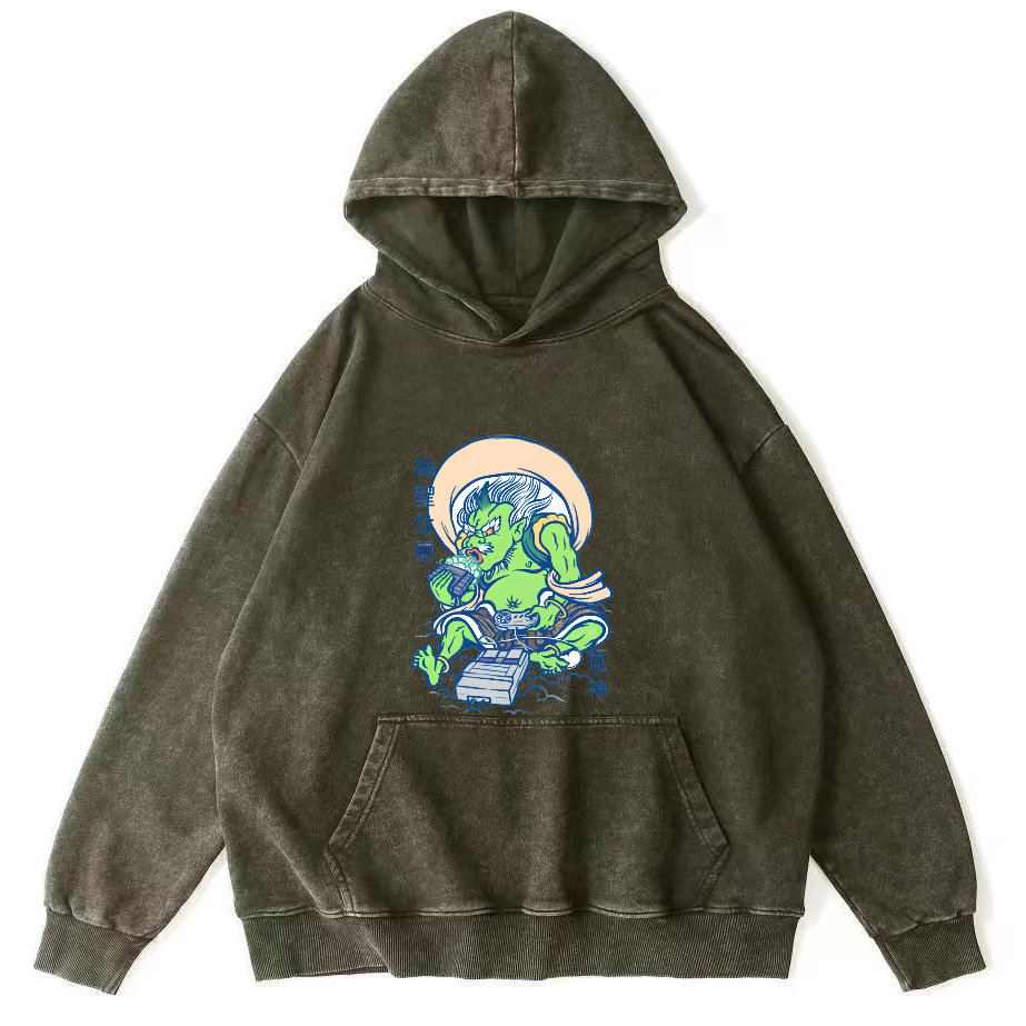 Cartoon Japanese Monster Vintage Distressed Hoodie-Zazasy