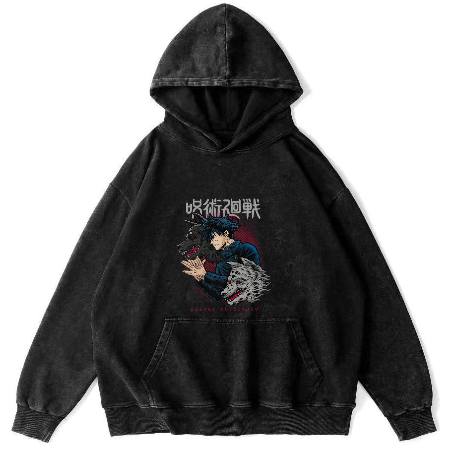Cartoon Animal Pattern Japanese Style Vintage Distressed Hoodie-Zazasy