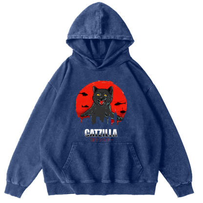 Kos Cat in Battle Japanese Style Vintage Distressed Hoodie-Zazasy