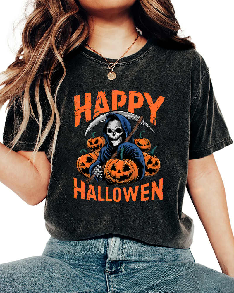 Halloween Pumpkin Lamp  Vintage Distressed T-shirt-Zazasy