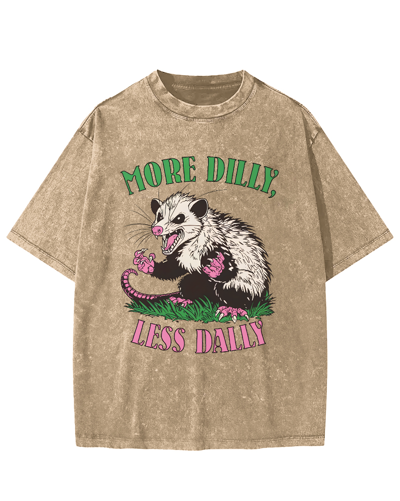 More Dilly Less Dally Vintage Distressed T-shirt-Zazasy