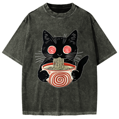 Dizzy Ramen Cat Vintage Washed T-shirt