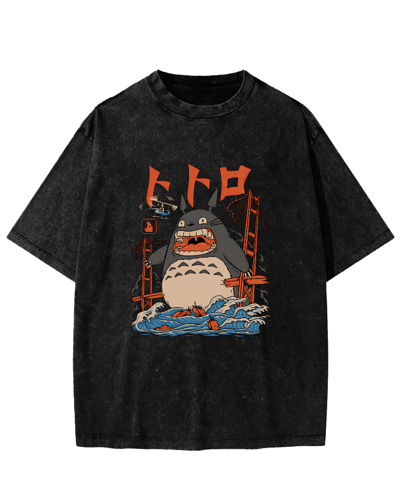 Cute Cartoon Japanese Style Vintage Distressed T-shirt-Zazasy
