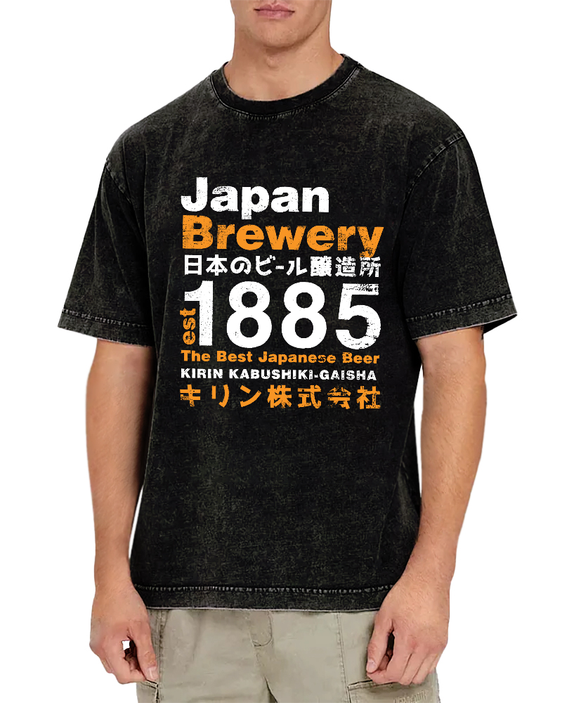 Japan Brewery Vintage Washed T-shirt-Zazasy