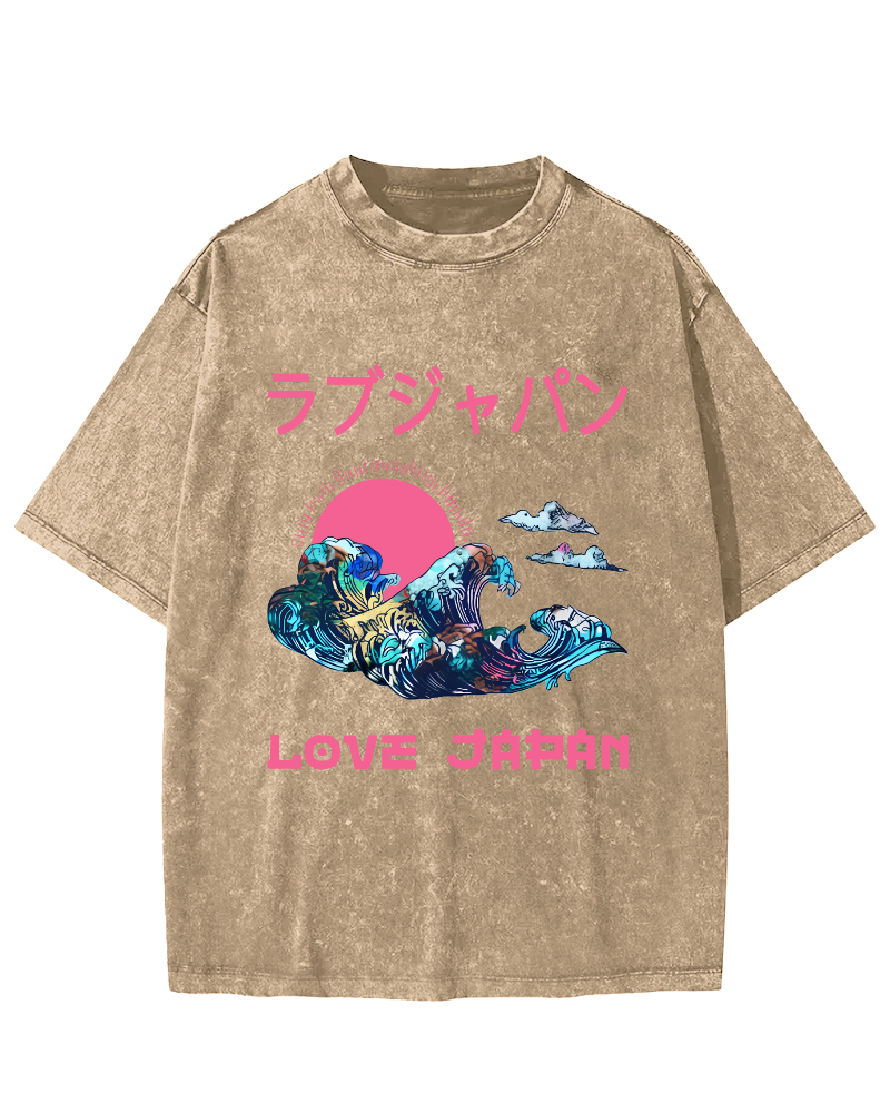 I like Japan Vintage Washed T-shirt-Zazasy