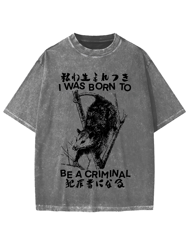 I Was Born To Be A Criminal Vintage Washed T-shirt