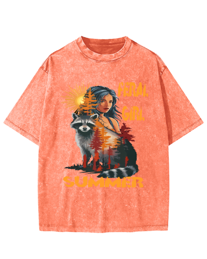 Raccoons In The Forest Vintage Distressed T-shirt-Zazasy