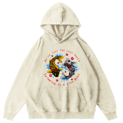 Japanese Koi Fish Vintage Washed Hoodie-Zazasy
