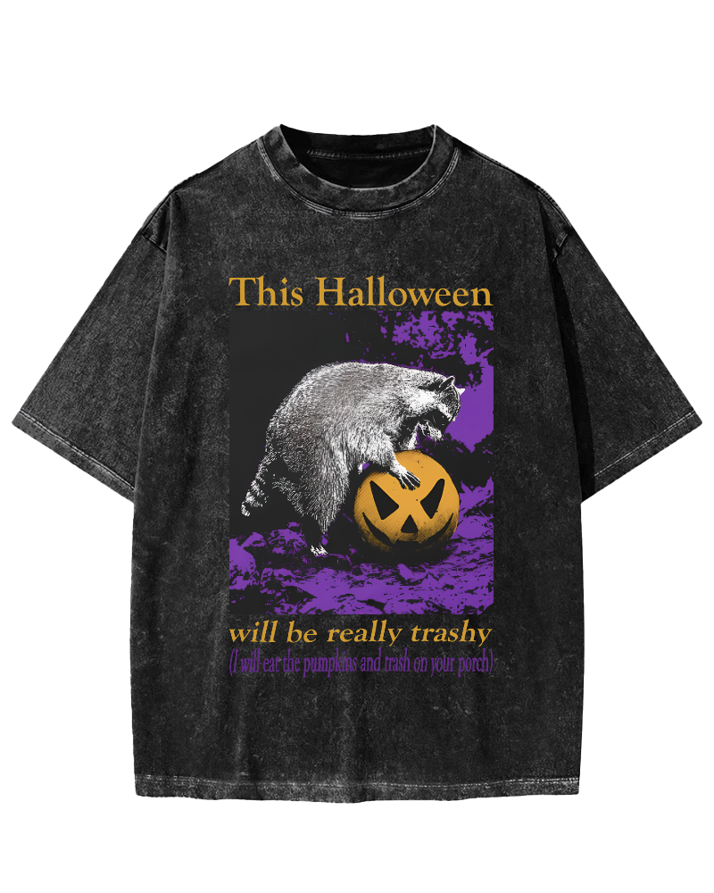 This Year's Halloween Will be a Vulgar Raccoon Vintage Distressed T-shirt-Zazasy