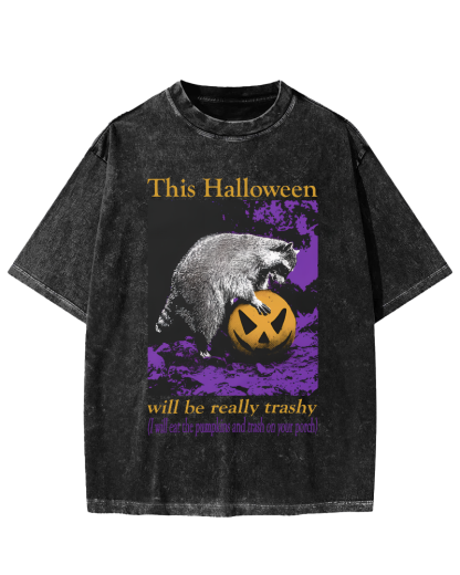 This Year's Halloween Will be a Vulgar Raccoon Vintage Distressed T-shirt-Zazasy