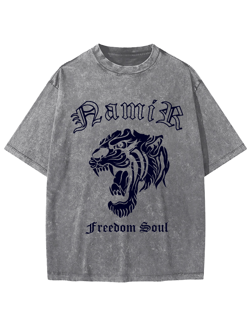 Japanese Tiger Vintage Washed T-shirt-Zazasy