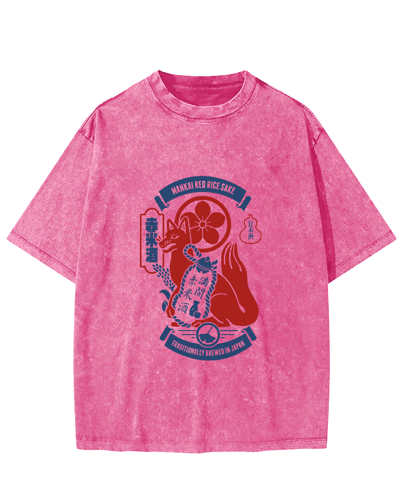 Japanese Retro Gog Pattern Vintage Distressed T-shirt-Zazasy