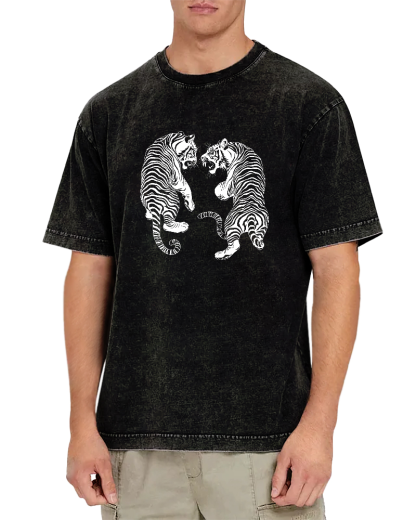 Two Tiger Patterns Vintage Distressed T-shirt