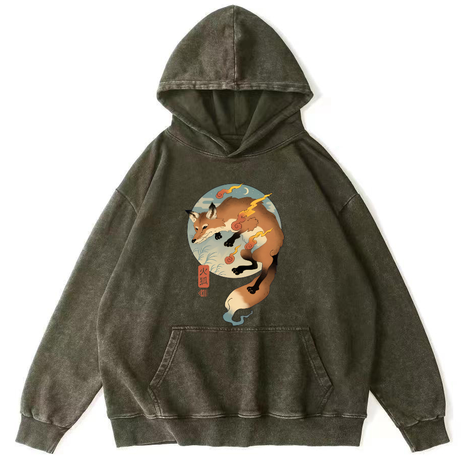 Firefox Japanese Vintage Distressed Hoodie-Zazasy