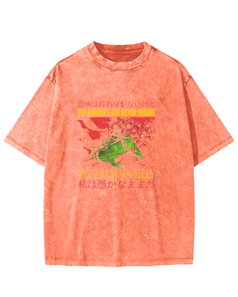 The Horrors Japanese Frog Washed T-Shirt-Zazasy