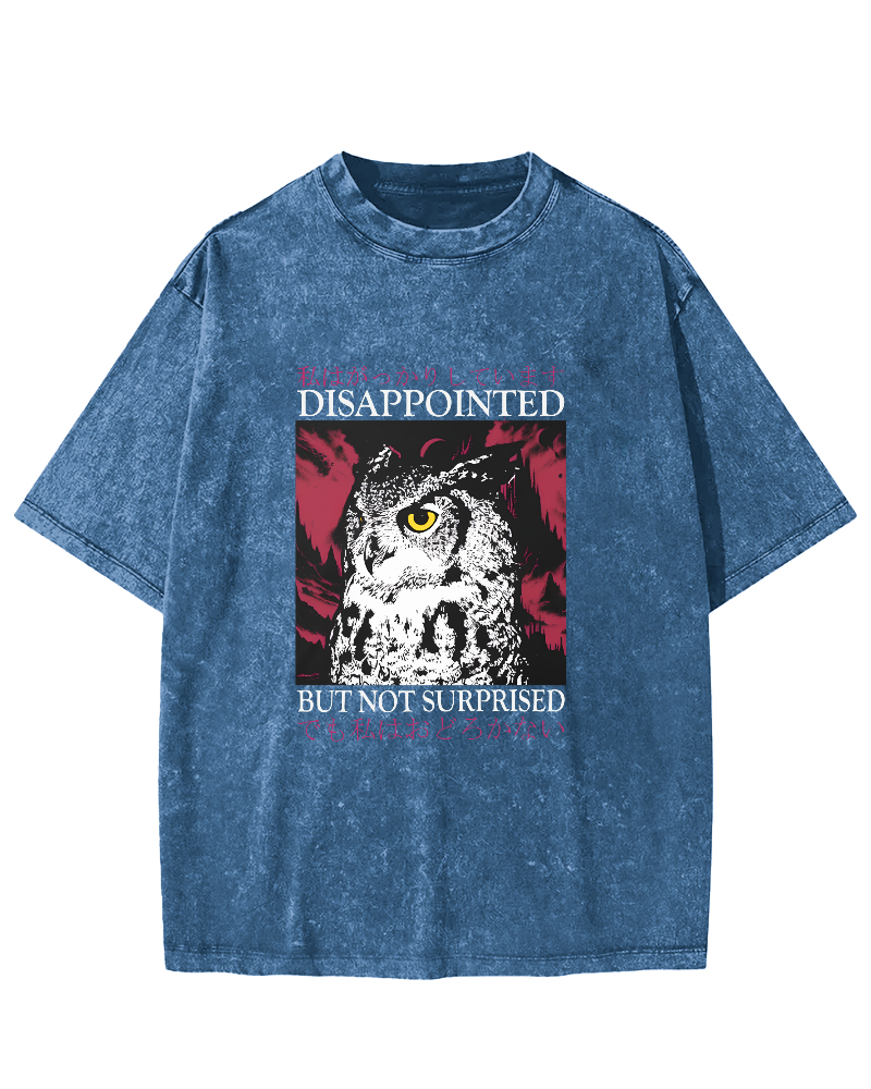Japanese Owl Pattern Vintage Distressed T-shirt-Zazasy