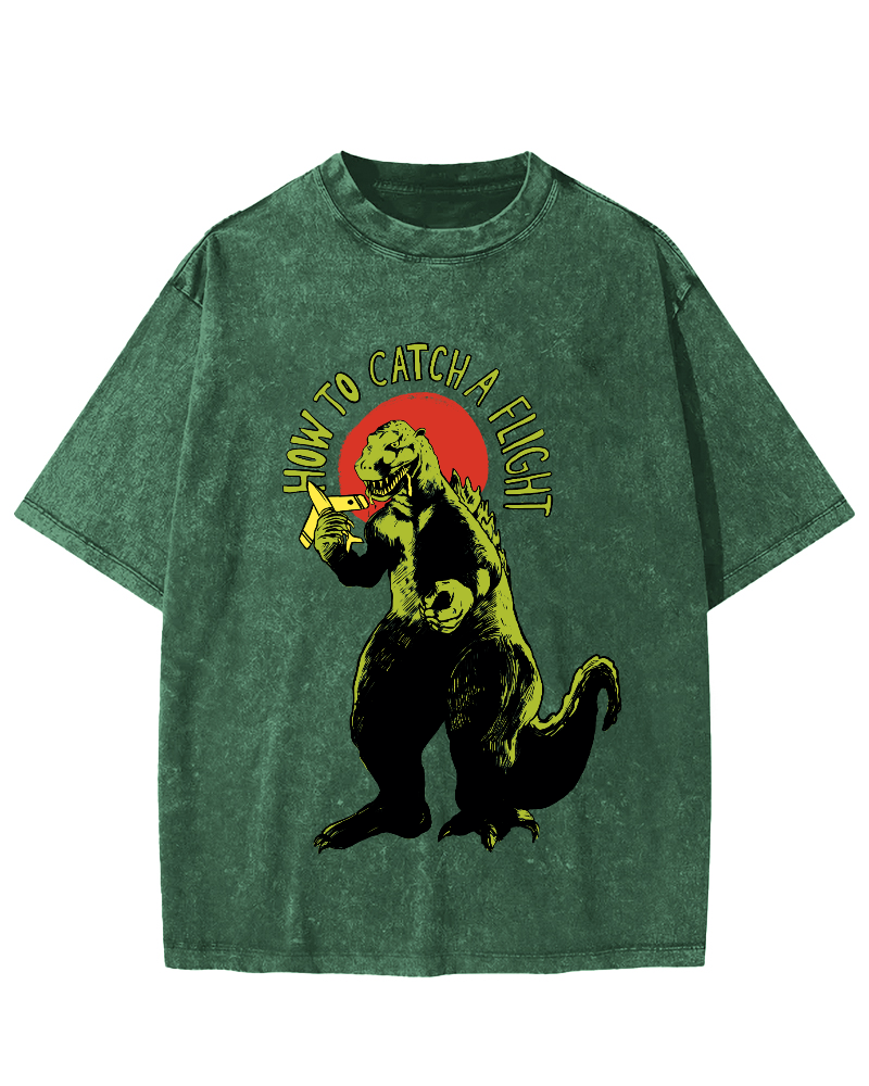 How To Catch A Flight Vintage Washed T-shirt-Zazasy