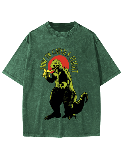 How To Catch A Flight Vintage Washed T-shirt-Zazasy