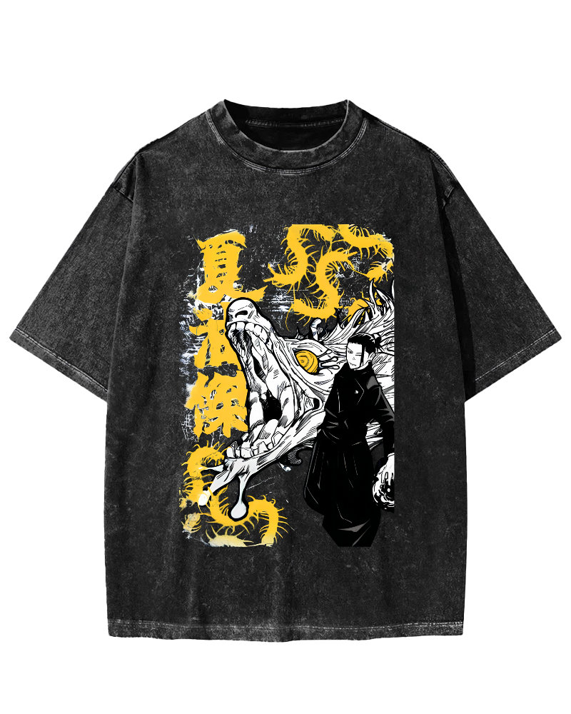 Crocodile Monster Japanese Style Vintage Washed T-shirt-Zazasy