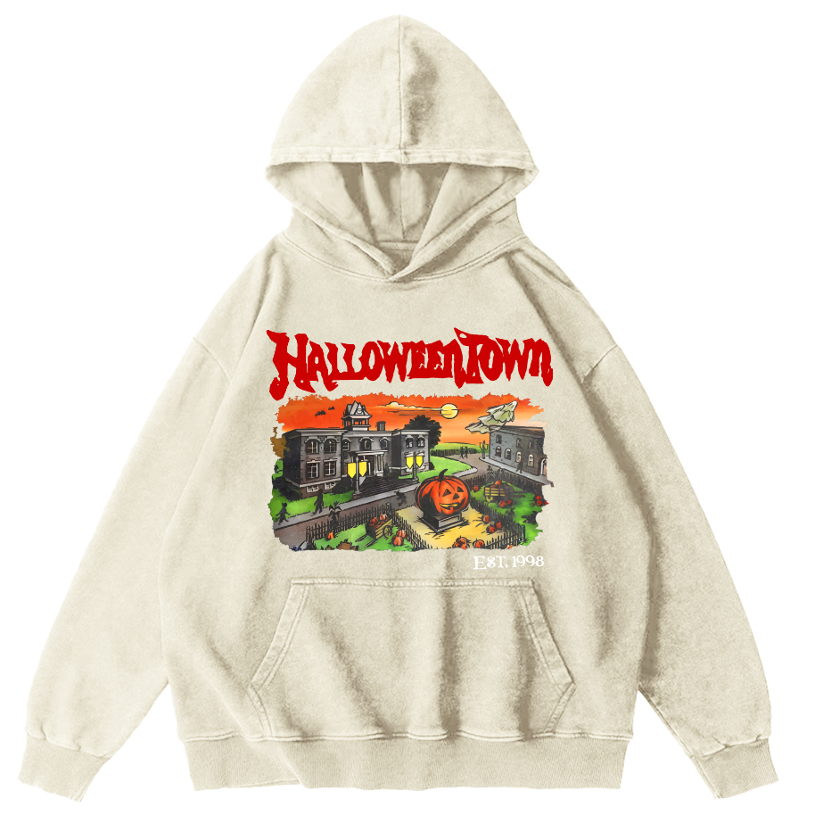 Halloween Town Vintage Washed Hoodie-Zazasy