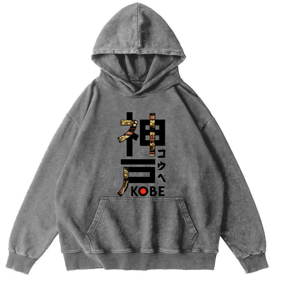 Kobe Japanese Vintage Distressed Hoodie-Zazasy